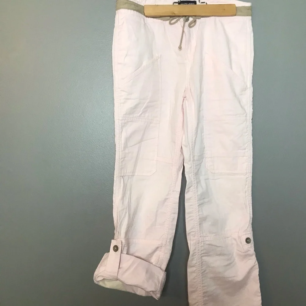 Ralph Lauren Girls Pink Rolled Capri Pants – Size 12